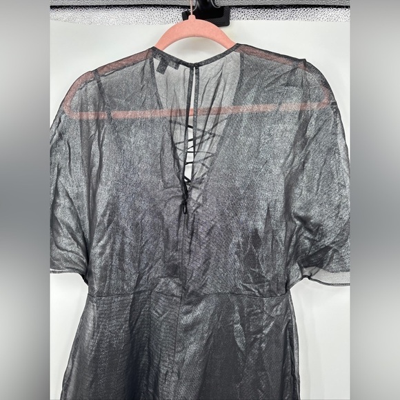 NWOT Express Lace-up Sheer Black Jumpsuit With Romper Shorts Inside Size S Goth - Picture 7 of 7